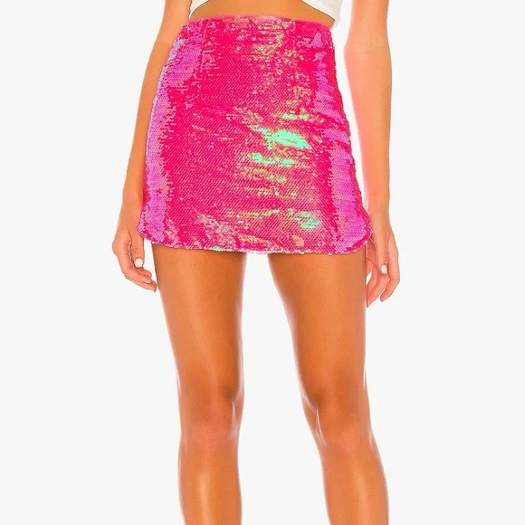 Superdown Pink Sequin Mini Skirt Night Out - Picture 1 of 3